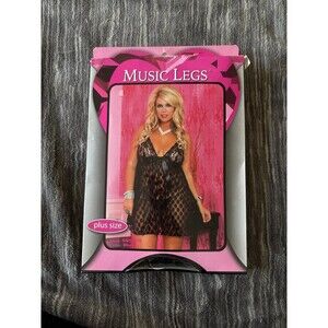 Music Legs 2 piece mesh polka dot baby doll in Black